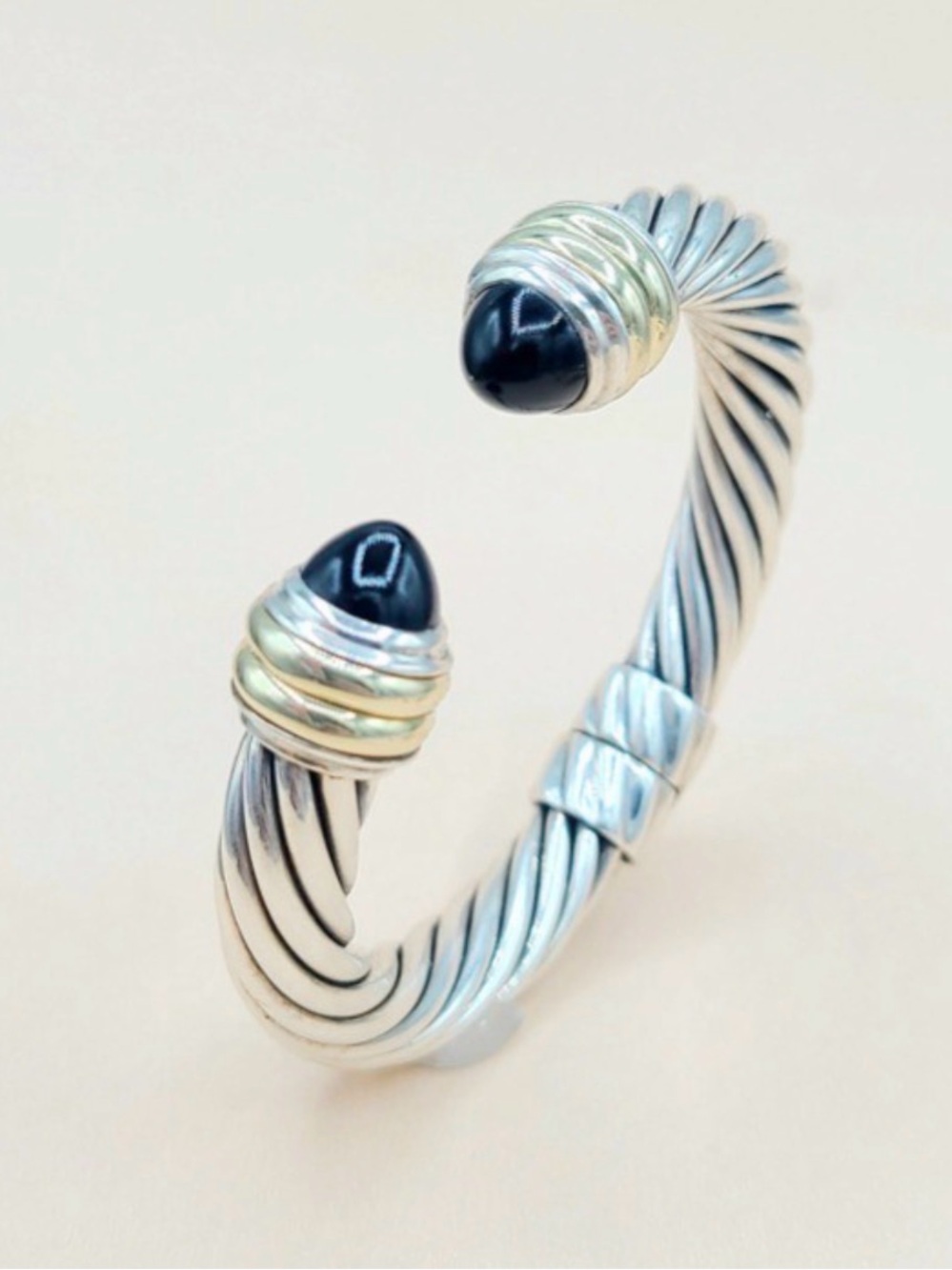 David Yurman 10mm Cable Bracelet With Black Onyx And Gold